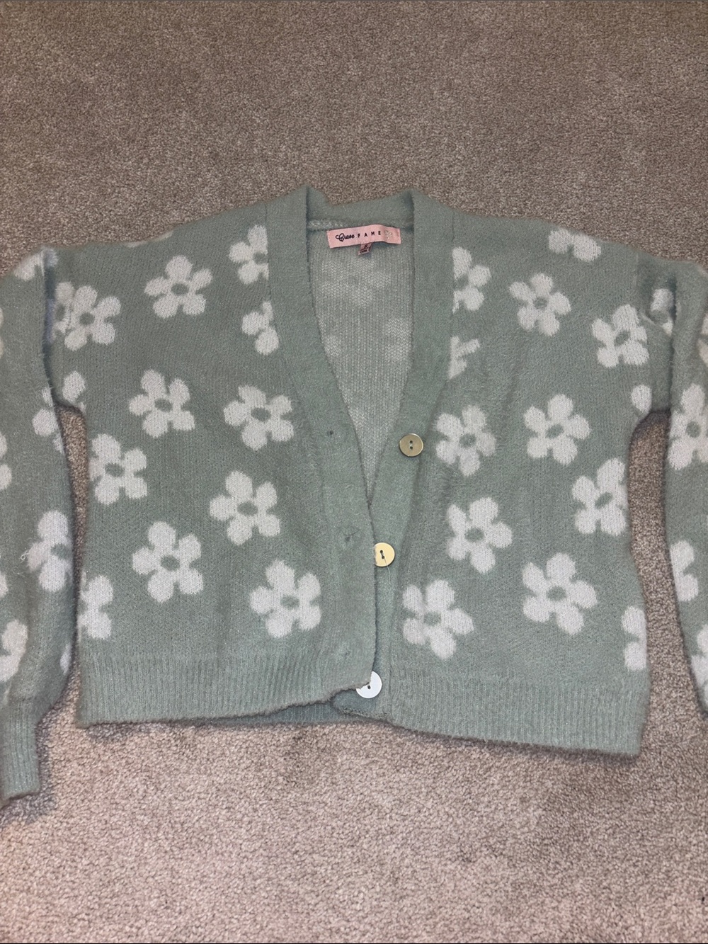 Women's Sage Green Floral Button Cardigan Sweater
